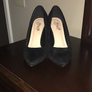Black suede heels